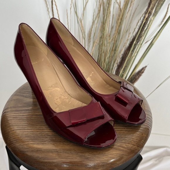 Stuart Weitzman Burgundy Peep-Toe Heels size 10 - Picture 3 of 9